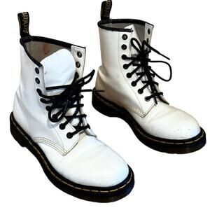 Dr. Martens 1460 Lace Up Combat Boots White Tone Women's Size 7